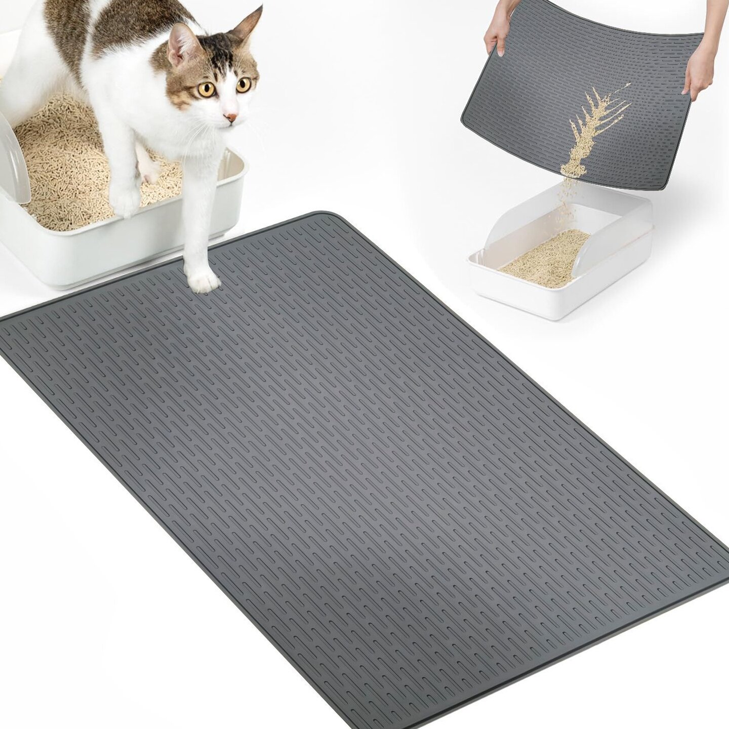 亚马逊狗狗宠物餐垫易清洁防滑防溅猫砂垫耐磨耐抓硅胶宠物垫