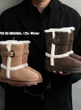 真皮儿童雪地靴加绒加厚高筒男女童长筒靴防水保暖女孩棉鞋