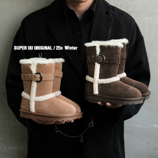 真皮儿童雪地靴加绒加厚高筒男女童长筒靴防水保暖女孩棉鞋
