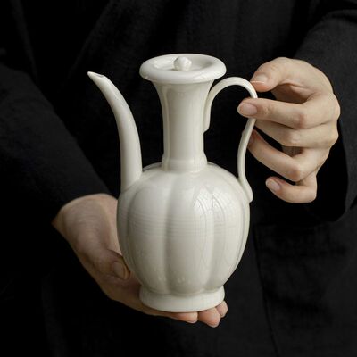 仿宋定窑白陶瓷宋式执壶点茶壶茶盏温酒壶功夫茶具家用品茗绿茶壶