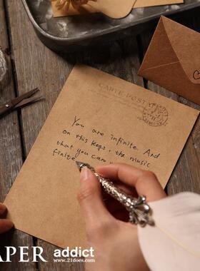 21DOES 复古邮戳小信笺 A6牛皮纸花纹 迷你小信封DIY手账装饰素材