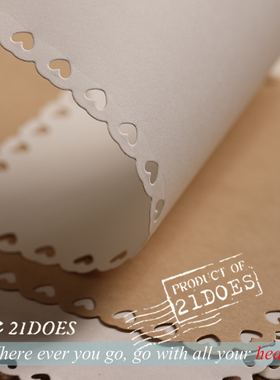 21DOES心形花边信纸便签 A6 A5小众设计古典牛皮手账装饰墙贴素材