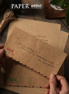 21DOES  航空火漆信封信纸套装复古简约牛皮纸情人节告白手账装饰
