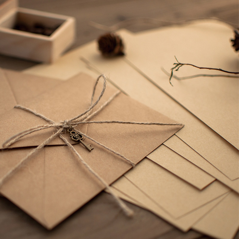 极简无印 空白牛皮信封信纸套装 日系复古文艺小清新浪漫告白信笺