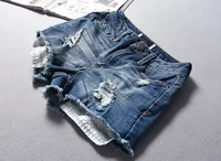 Mỹ túi đơn thời trang thêu cao eo lỗ quần denim thô quần nóng mùa xuân và mùa hè quần áo nữ size lớn 0,23 - Quần jean quần jean áo sơ mi nữ