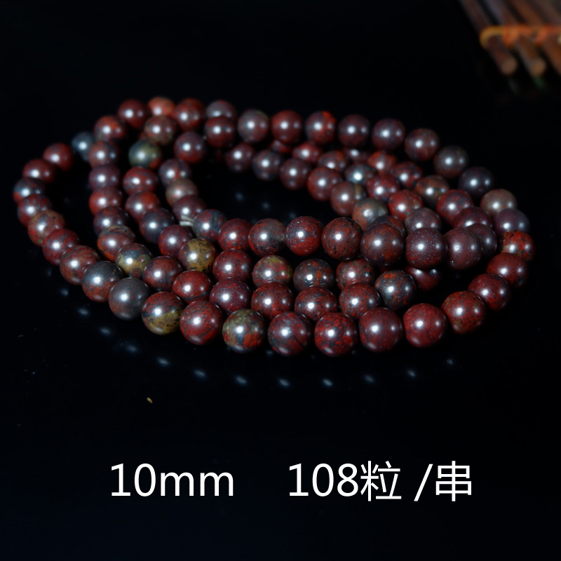 红玉楼桂林鸡血玉天然玉石珠子链10mm男款108粒手链