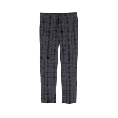 YPUT男装春秋季格纹西裤常规基础大众青年男式直筒裤YHG214015E