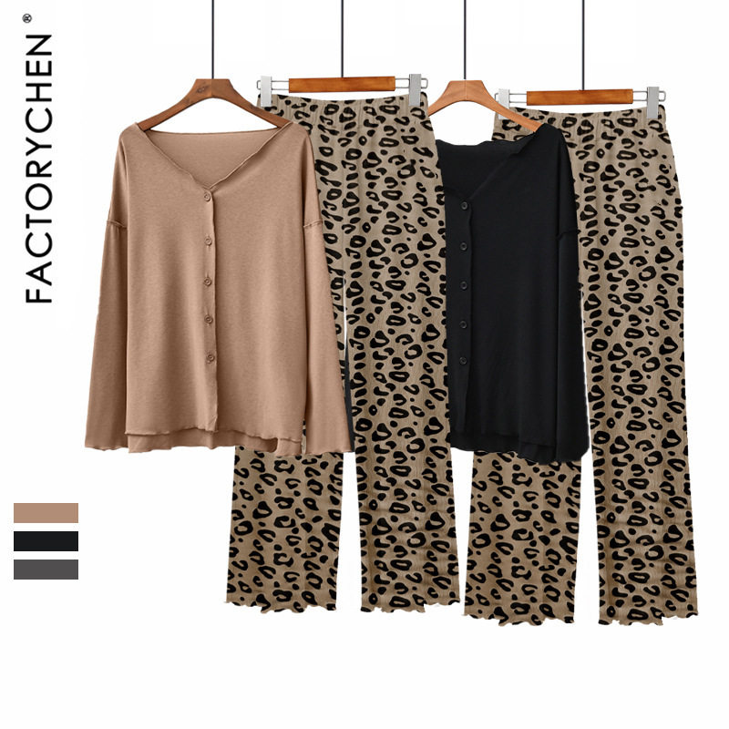 50多岁妈妈睡衣可外穿女款春装夏季中年莫代尔高级感豹纹居家服