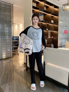 哺乳睡衣产后长袖莫代尔大码薄款秋天冬款孕妇月子服家居服可外穿