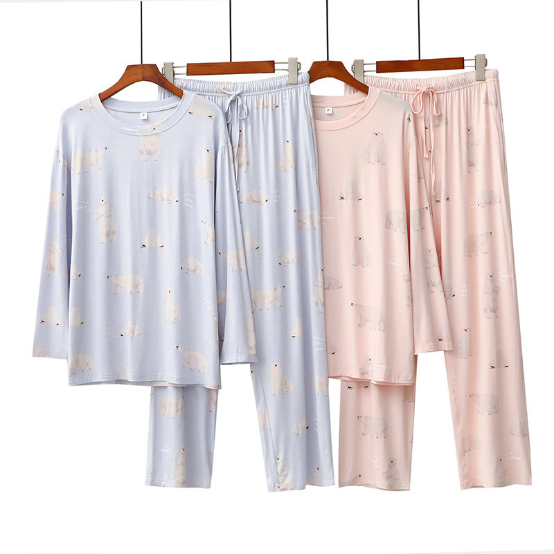 莫奈儿女款睡衣四季2023新款春秋少套头大学生粉色可爱套装家居服