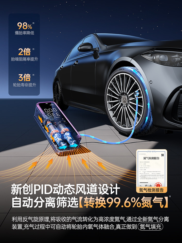 无线汽车气泵汽车气泵汽车电动气缸充气机轮胎压力测量自动双气缸