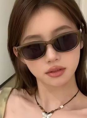 欧美甜酷辣妹氛围感高级绿色太阳眼镜方圆脸显瘦网红夏墨镜女复古