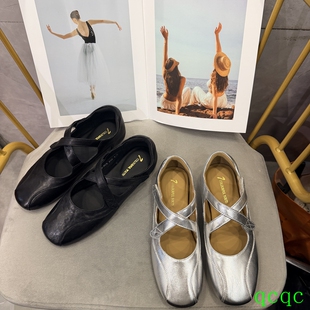七彩青春580-705女鞋2026夏款羊皮芭蕾舞小皮鞋女平底玛丽珍单鞋
