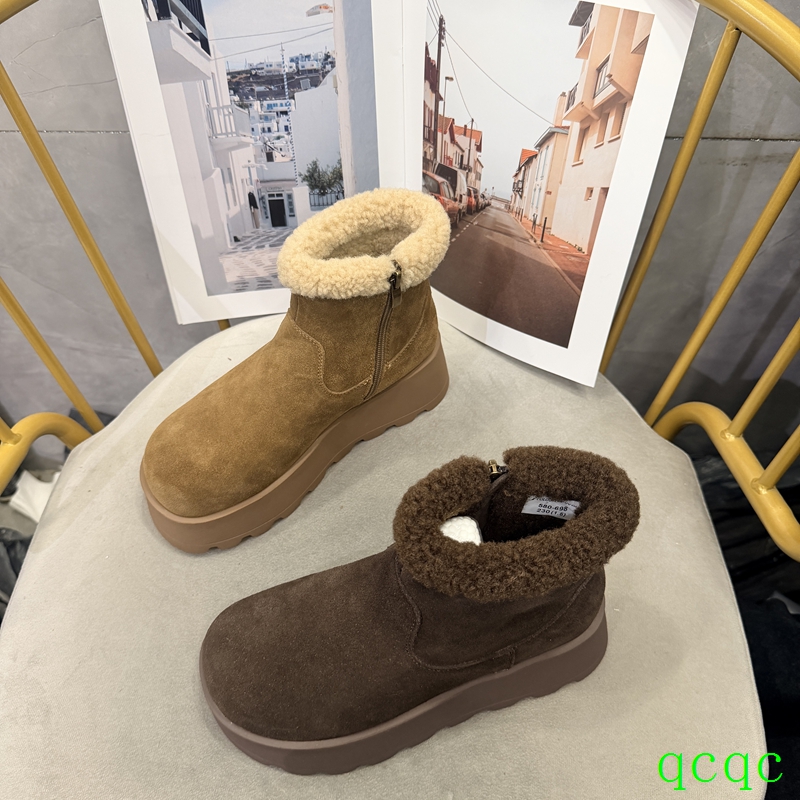 诗路花语真皮绒里加厚雪地靴