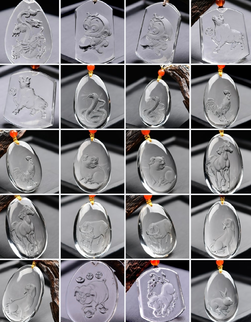 天然白水晶十二生肖属相生肖守护吊坠项坠项链挂件饰品礼物礼品