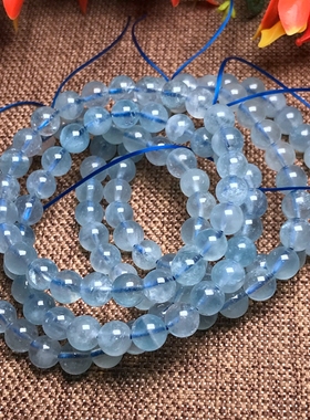 天然海蓝宝手链女款原色单圈手串
