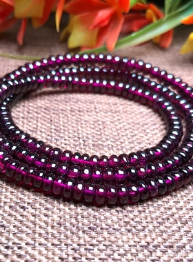 天然玫红石榴石盘珠女款手串礼物