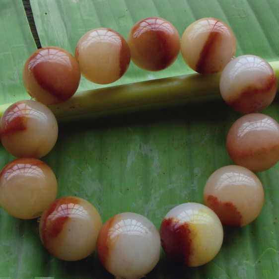 时尚新款促销黄龙玉多彩纹圆珠男士手串玉石手饰黄蜡石手链吉祥物