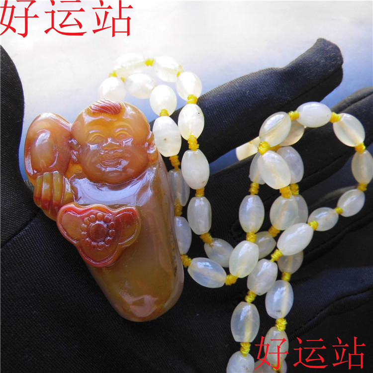 新款促销定制款黄龙玉如意童子吊坠手工玉佩黄蜡石籽料手把件颈饰