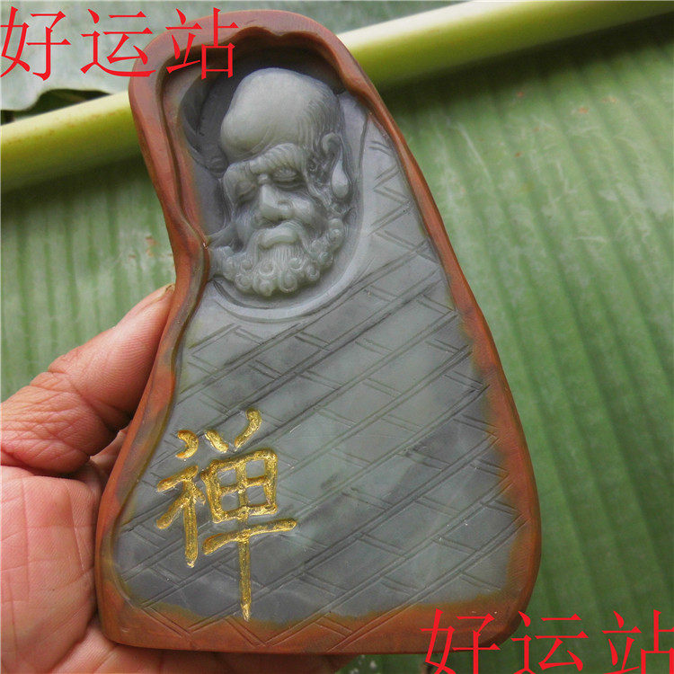 新款促销俏色黄龙玉达摩摆件手工玉石艺术品黄蜡石手把件珠宝首饰