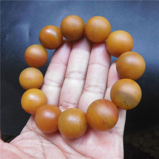 促销时尚新款玉饰品手珠黄龙玉亚光圆珠男士手链磨砂面黄蜡石手串