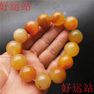 时尚新款促销黄龙玉圆珠单圈男士手链玉石手珠黄蜡石手串抛光手串