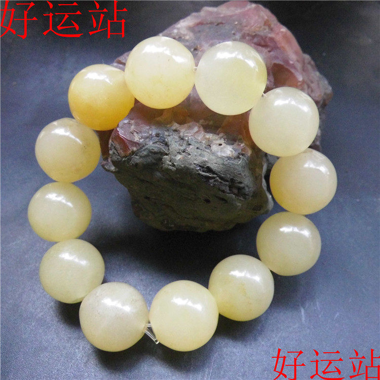 夏季新款促销黄龙玉圆珠抛光面男士手链玉石手珠黄蜡石手串吉祥物