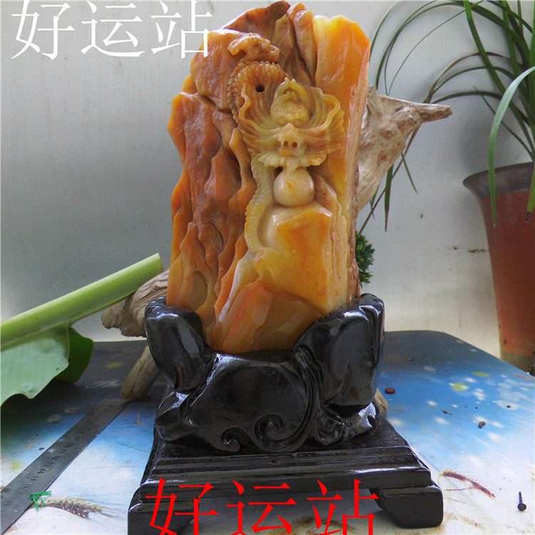 促销黄龙玉威龙戏珠摆件时尚手工玉饰品男生手玩物黄蜡石珠宝首饰