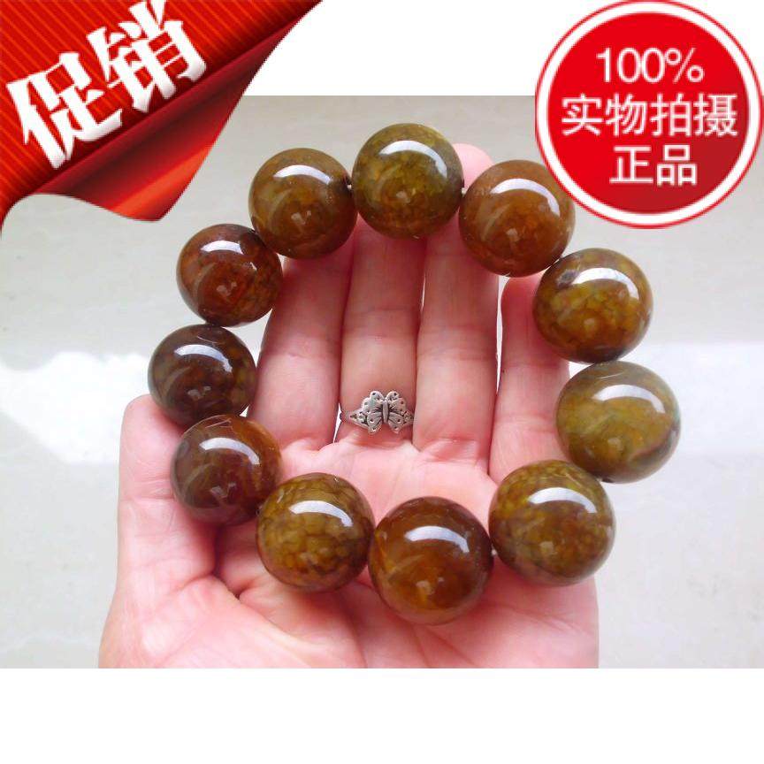 促销新款龙纹玛瑙圆珠男女款手串战国红色玉髓时尚手链爆裂纹手珠