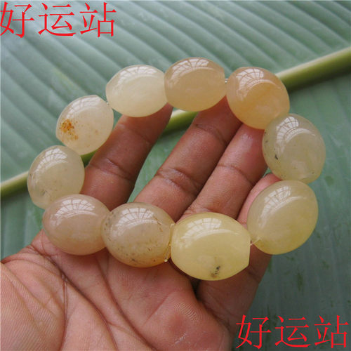 黄龙玉手链男士桶珠玉石手串