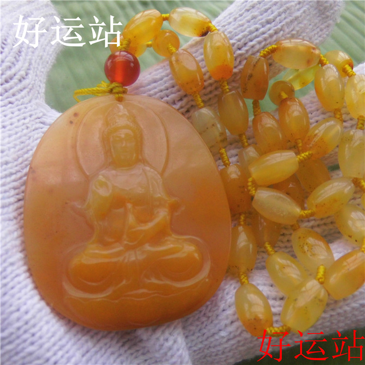 促销新款黄龙玉佛在眼前吊坠男士玉石挂件宝石项链珠宝首饰玉佩