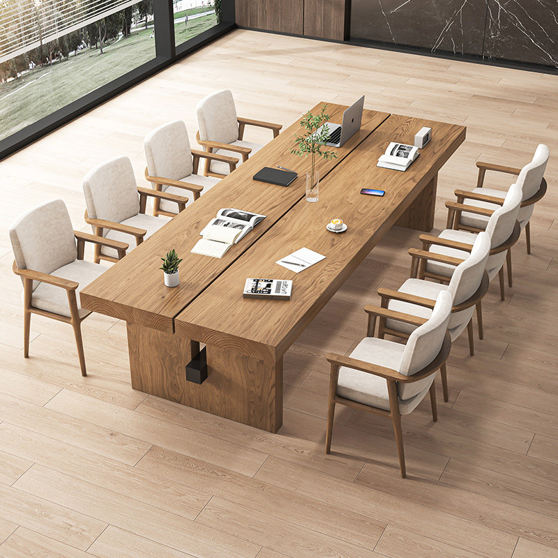 去客厅化大长书桌实木家用长条办公室桌子现代轻奢原木大板会议桌