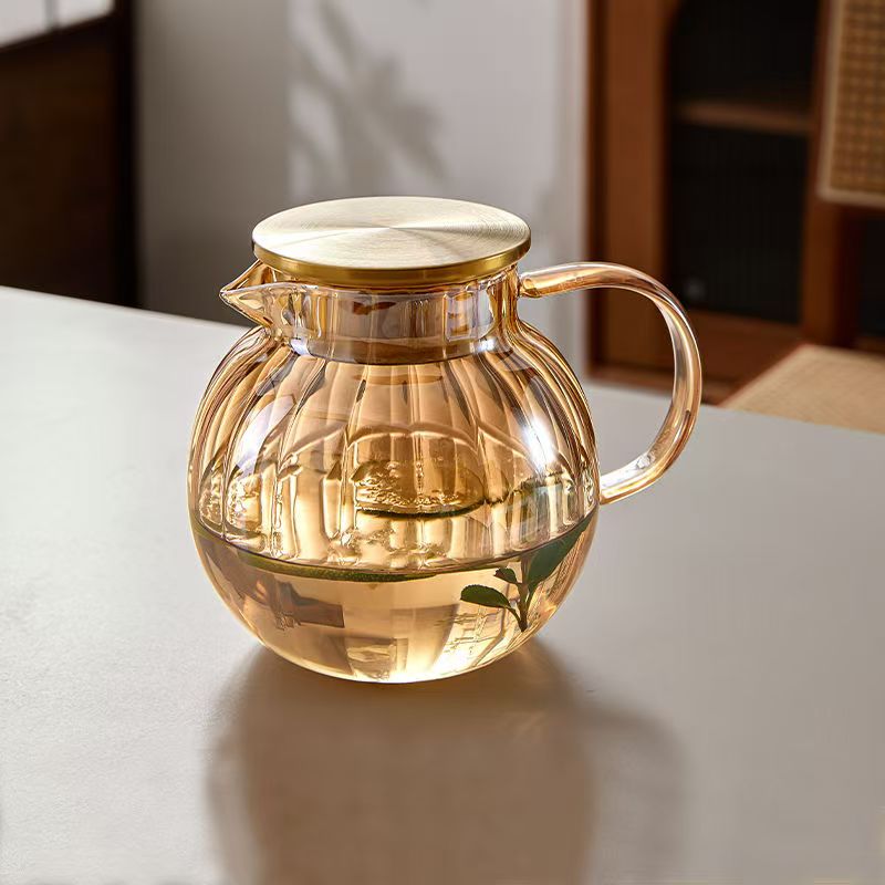 冷水壶ins风高颜值高级感客厅条纹凉水壶轻奢耐高温晾凉白开水壶