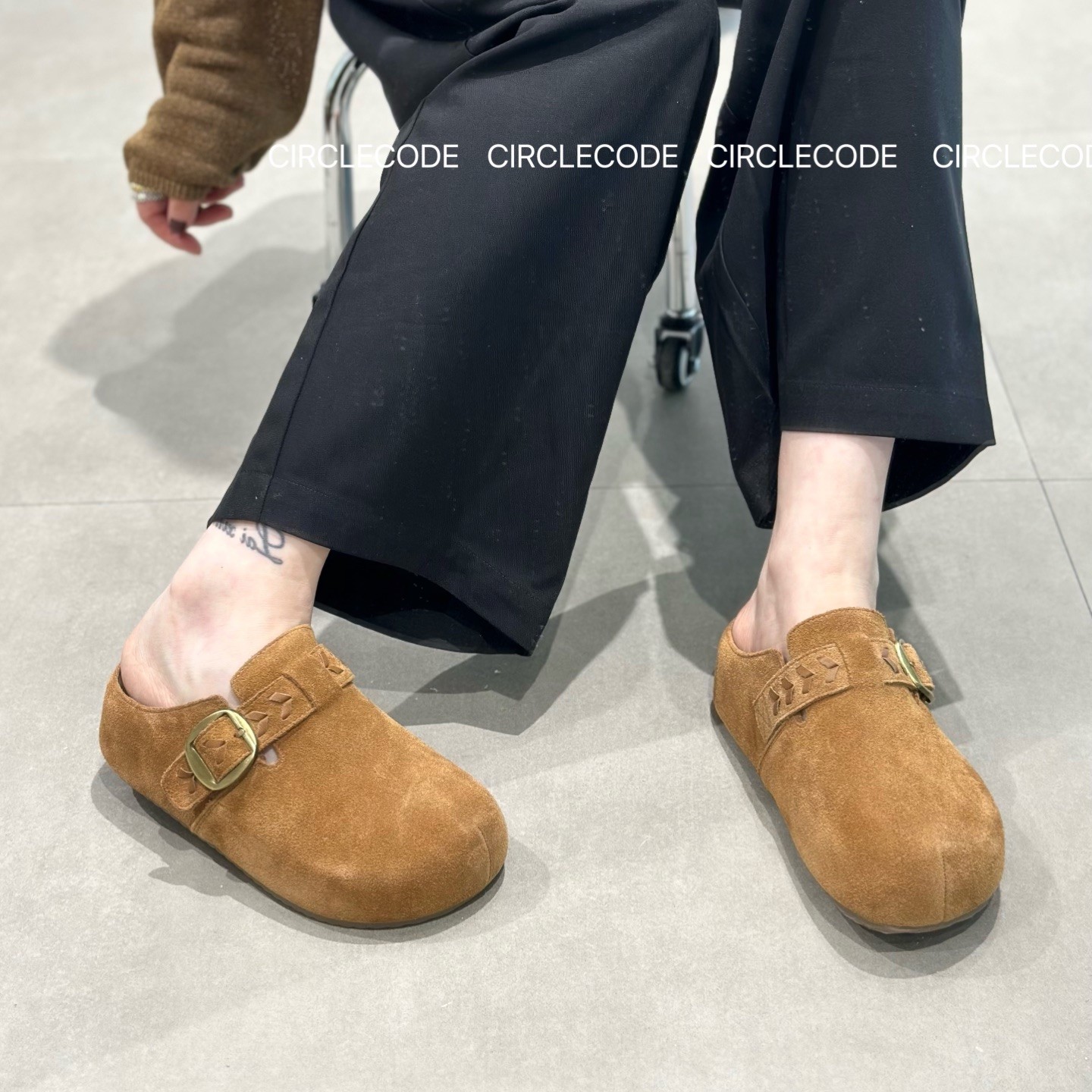 秋季懒人磨砂真皮女半托鞋202包头拖