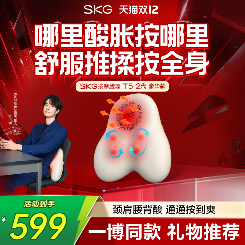 SKG汽车电动腰部按摩仪车载靠垫