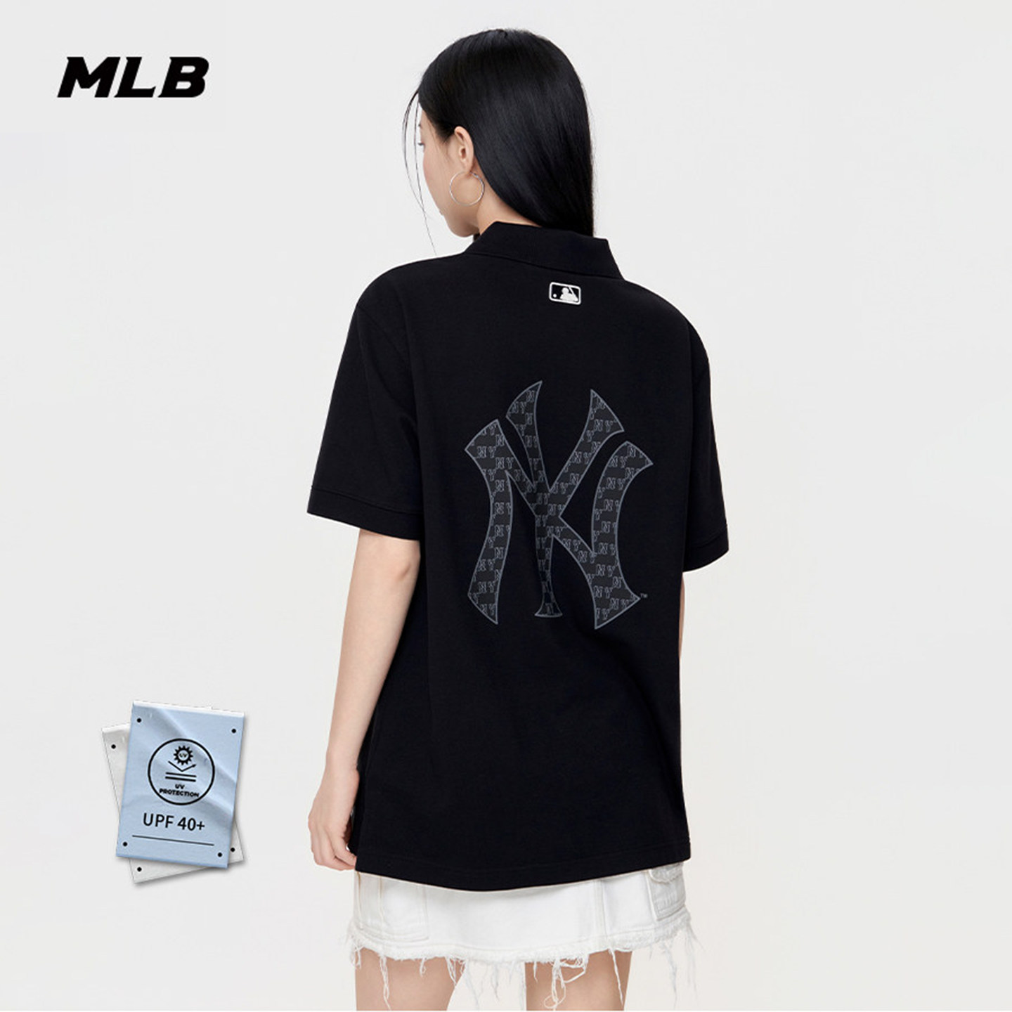 MLB情侣NY老花大标防晒POLO衫图片