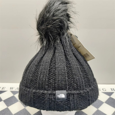 北面男女秋冬防风保暖绒球毛线帽