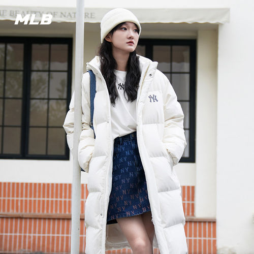MLB男女NY字母连帽加厚羽绒服