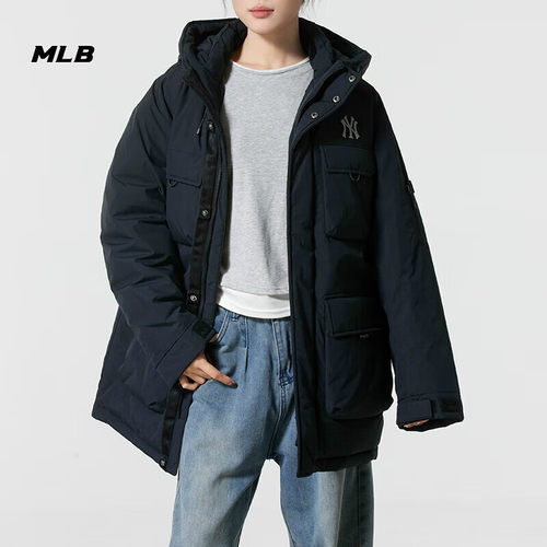 MLB情侣连帽保暖工装羽绒服
