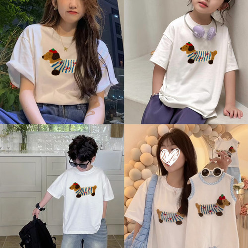 网红炸街短袖T一家三口母子母女