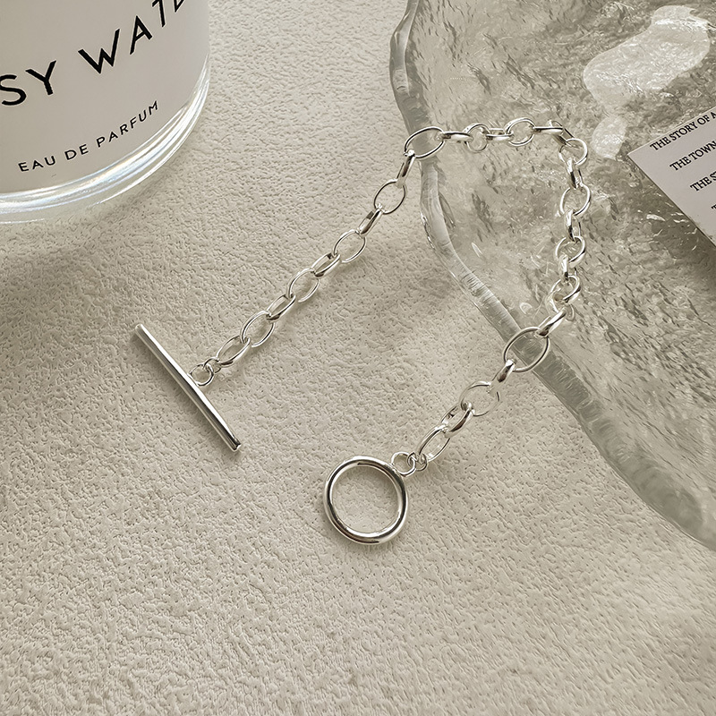 S925纯银韩式OT圆手链男