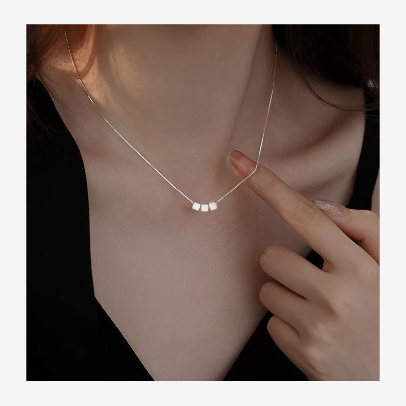 s纯银小方糖项链女冷淡