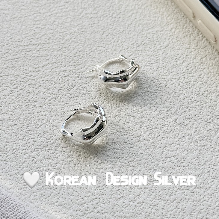 S925纯银不规则肌理耳扣