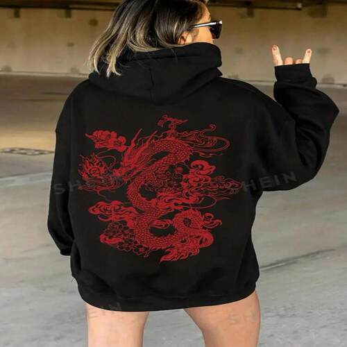 DragonPrintDropShoulderLounge