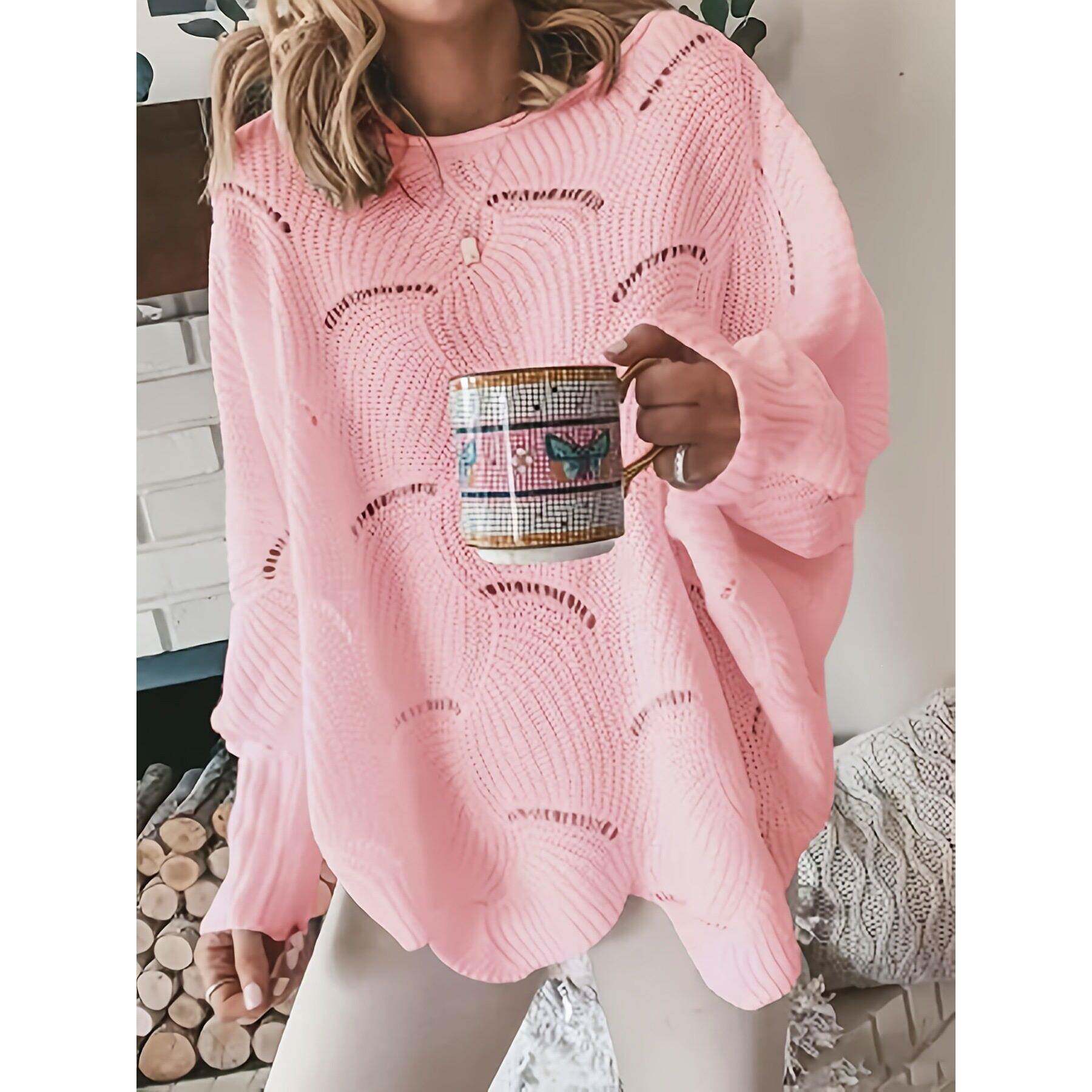 T 80554 Women Casual Wear Sweater Hollow Knit镂空针织毛衣