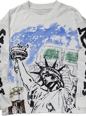 Long Sleeve Fitted T-Shirt Fabric Freedom Goddess Print