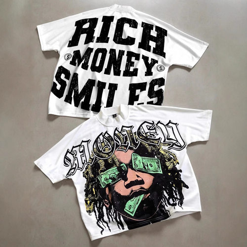 CartoonMoneyPrintRoundNeckTee