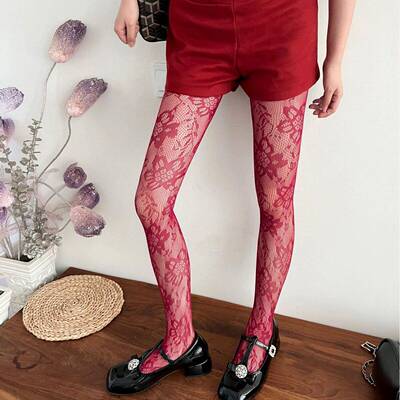 Floral Pattern Fishnet Stockings Tights Elegant Design for