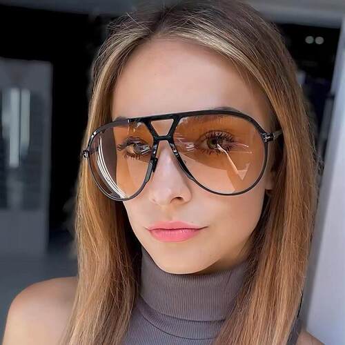 Women's Oval Double-Bridge Retro Metal Eyeglasses Polished