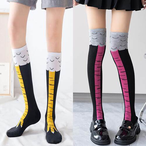 Unisex Couple Over-The-Calf Cartoon Chicken Claw Pattern
